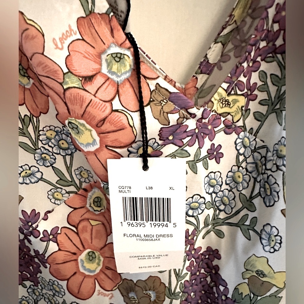 Coach Womens 100 % silk summer Midi Dress xl NWT spring summer XL - Picture 13 of 15